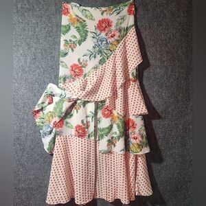 AwaMaar Floral-Polka Ruffle Maxi Skirt Size M